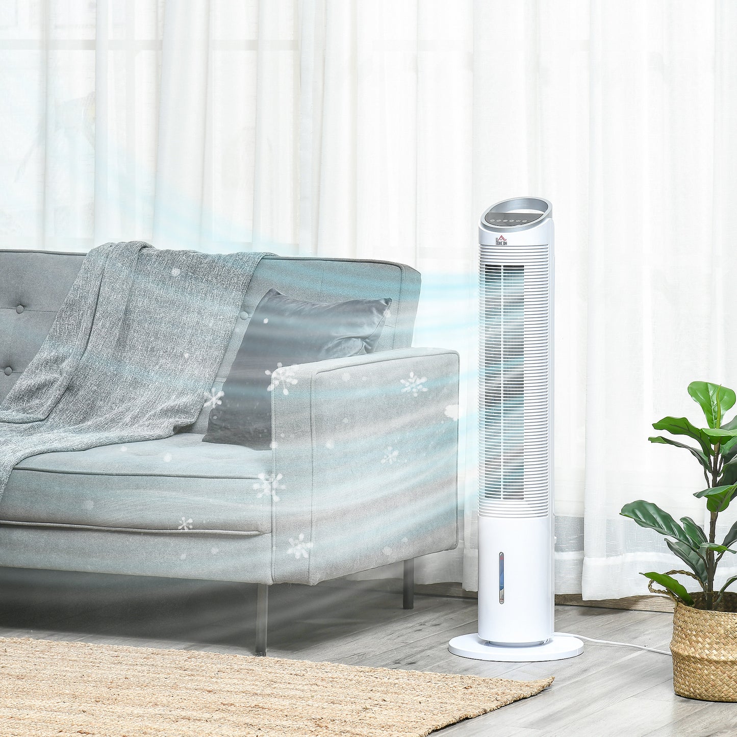 40" Evaporative Air Cooler with Water Tank, 3-In-1 Ice Cooling Fan with Humidifier, 52° Oscillating Portable Swamp Cooler