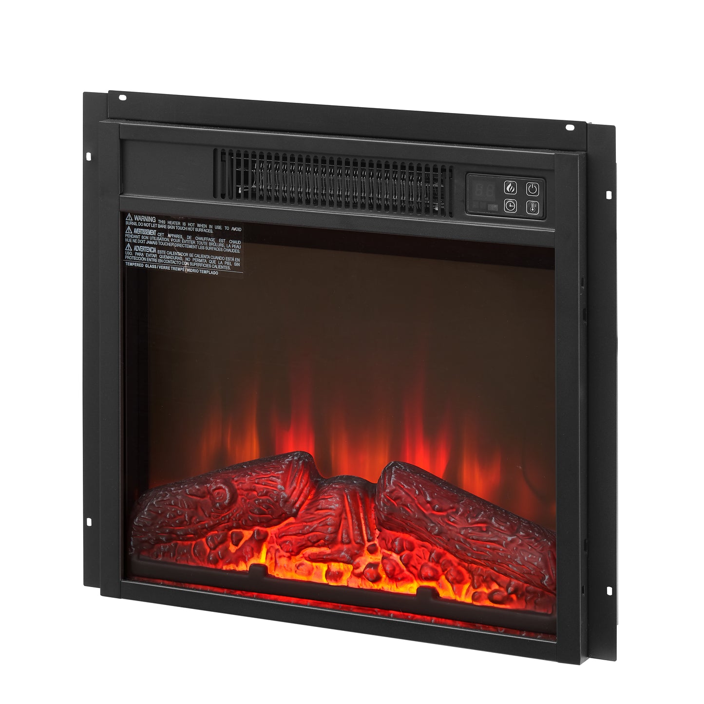 18 in. Electric Fireplace Insert 1400W Heater with Remote Control, Overheating Protection in Black