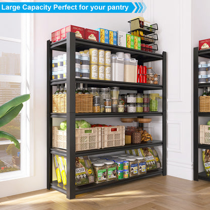5 -Tier Heavy Duty Black Metal Utility shelving unit with Ventilated Shelves ( 47.24-in W x 23.6-in D x 72-in H )