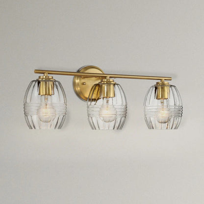22.20 in. 3-Light Satin Brass Vanity Light with Clear Glass