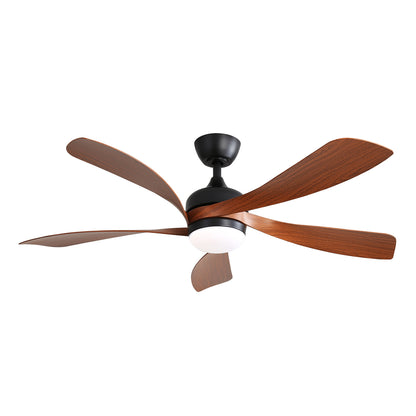 52 in. Indoor Ceiling Fan with 5 ABS Blades, 3 Color Dimmable LED Light Included with Remote, Black, Reversible DC Motor