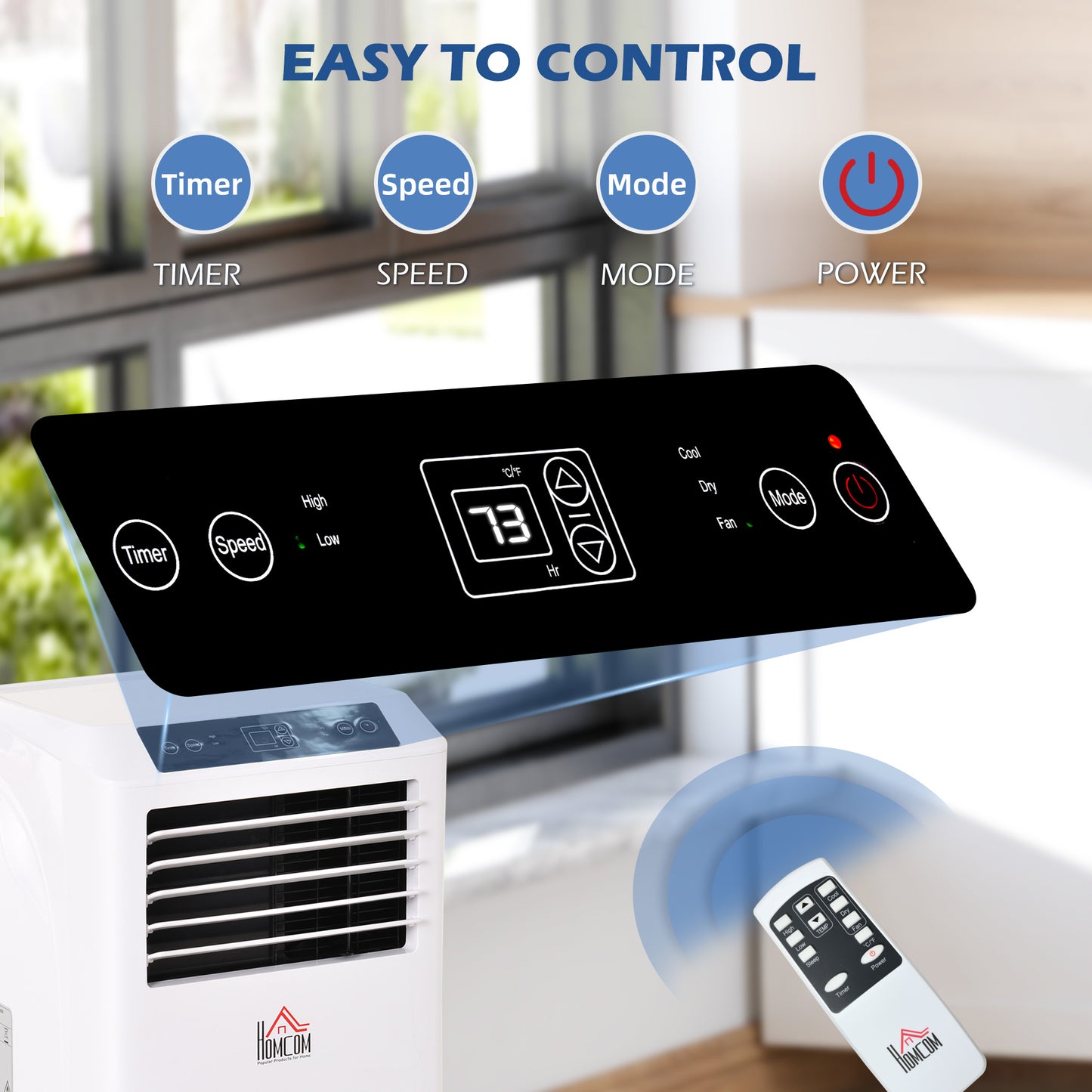 8000 BTU Mobile Portable Air Conditioner with Cooling, Dehumidifier, Ventilating, Remote Control, 24-Hour Timer