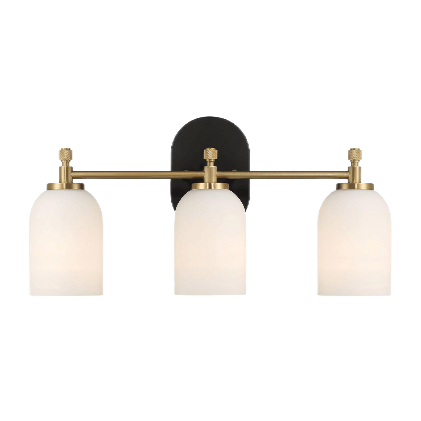 20.5 in. 3-Light Brushed Gold Vanity Light with White Frosted Glass