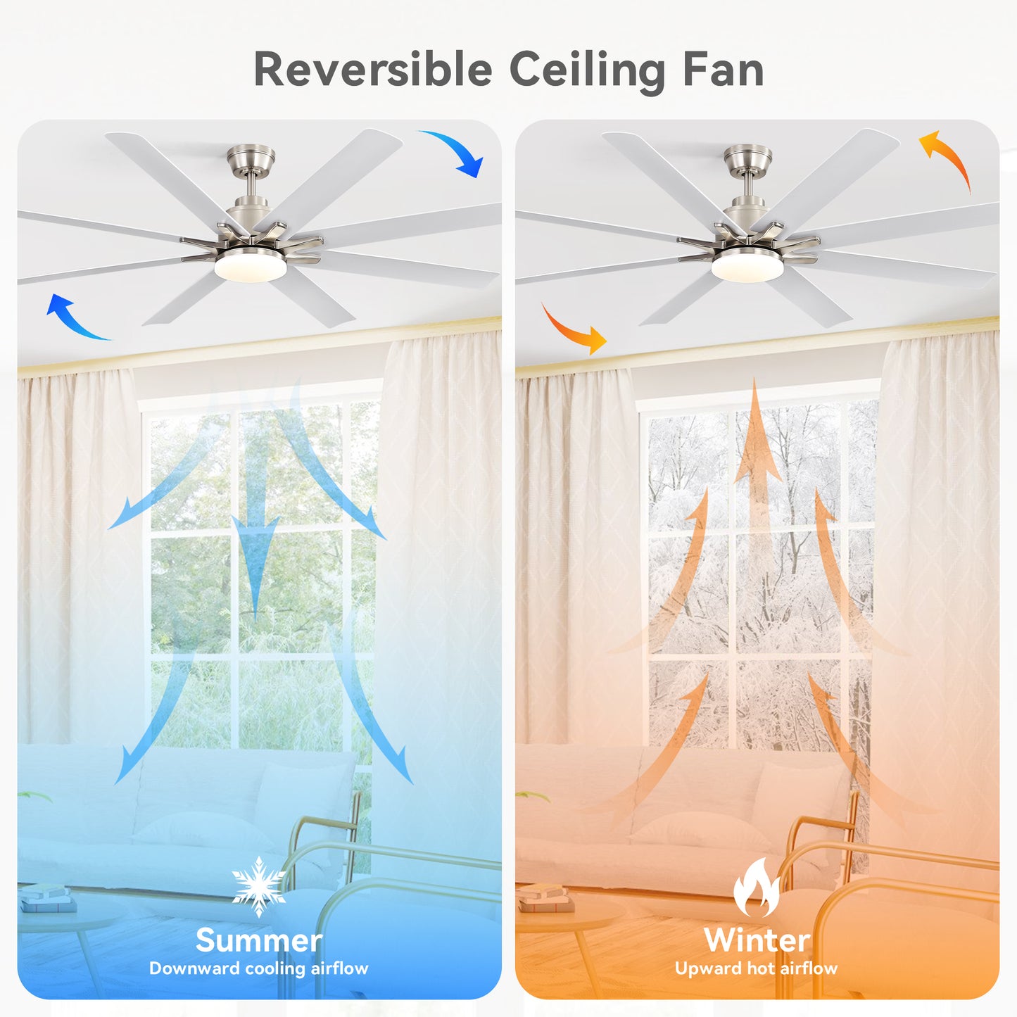 52 in. Downrod Mount Smart Ceiling Fan with Light and 8 Black ABS Blades Included, Voice Remote, 6 Wind Speeds