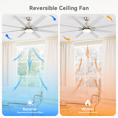 52 in. Downrod Mount Smart Ceiling Fan with Light and 8 Black ABS Blades Included, Voice Remote, 6 Wind Speeds