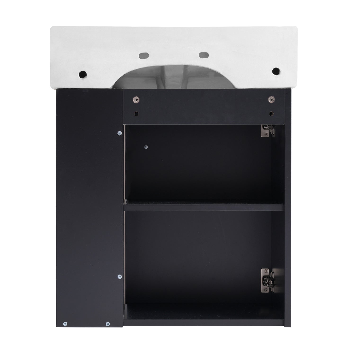 21.6 inch Modern Floating Bathroom Vanity with Ceramic Basin - Perfect for Small Bathrooms, Right side storage