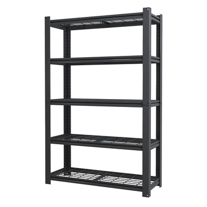 5 -Tier Heavy Duty Black Metal Utility shelving unit with Ventilated Shelves ( 35.5-in W x 15.8-in D x 72-in H )