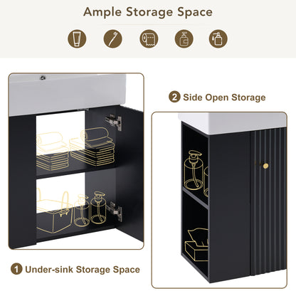 21.6 inch Modern Floating Bathroom Vanity with Ceramic Basin - Perfect for Small Bathrooms