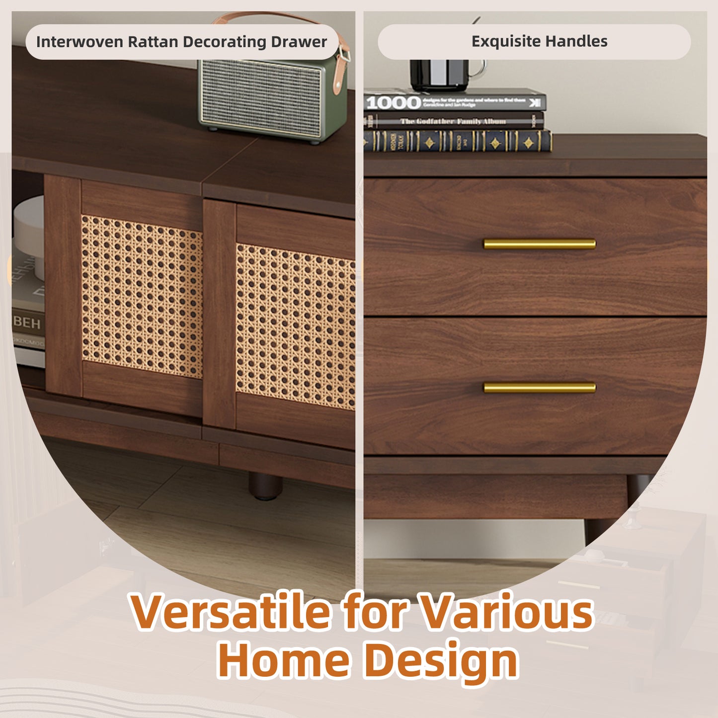 TV Stand for 80" TVs, Entertainment Center with Sliding Doors and Drawers, TV Table with Storage for Living Room, Bedroom