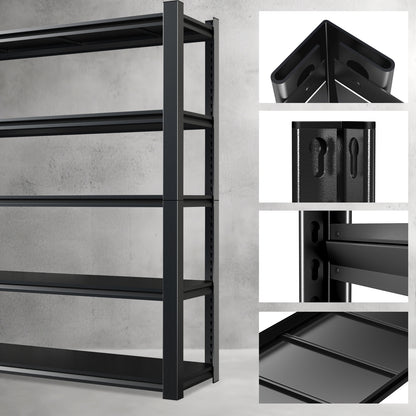 5 -Tier Heavy Duty Black Metal Utility shelving unit with Ventilated Shelves ( 59-in W x 23.62-in D x 72-in H )