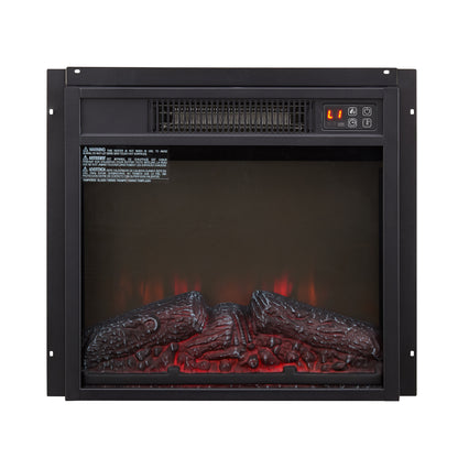 18 in. Electric Fireplace Insert 1400W Heater with Remote Control, Overheating Protection in Black