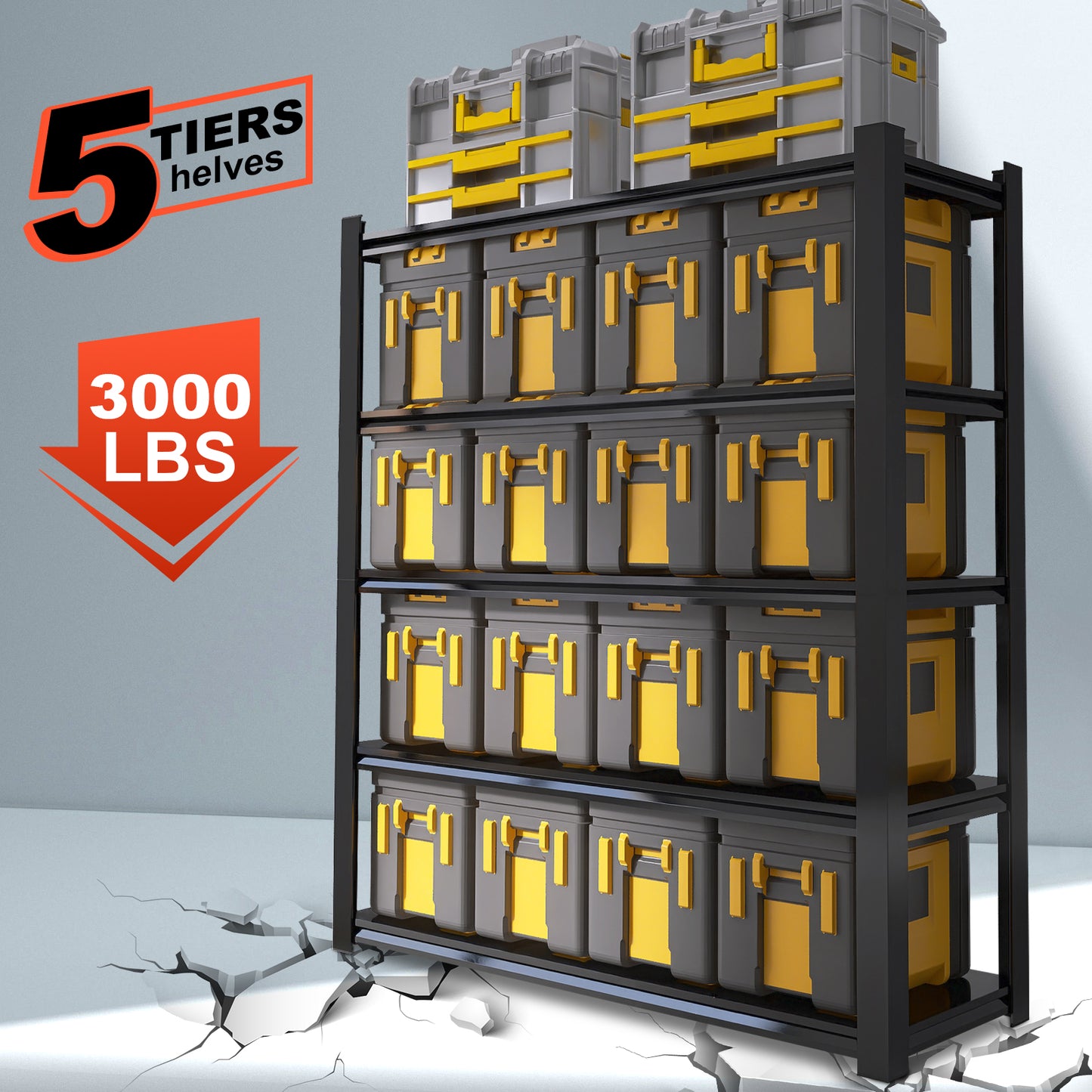 5 -Tier Heavy Duty Black Metal Utility shelving unit with Ventilated Shelves ( 59-in W x 23.62-in D x 72-in H )