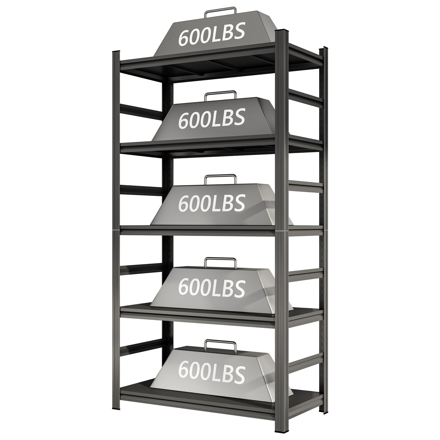 5 -Tier Heavy Duty Black Metal Utility shelving unit with Ventilated Shelves ( 47-in W x 23.6-in D x 87-in H )
