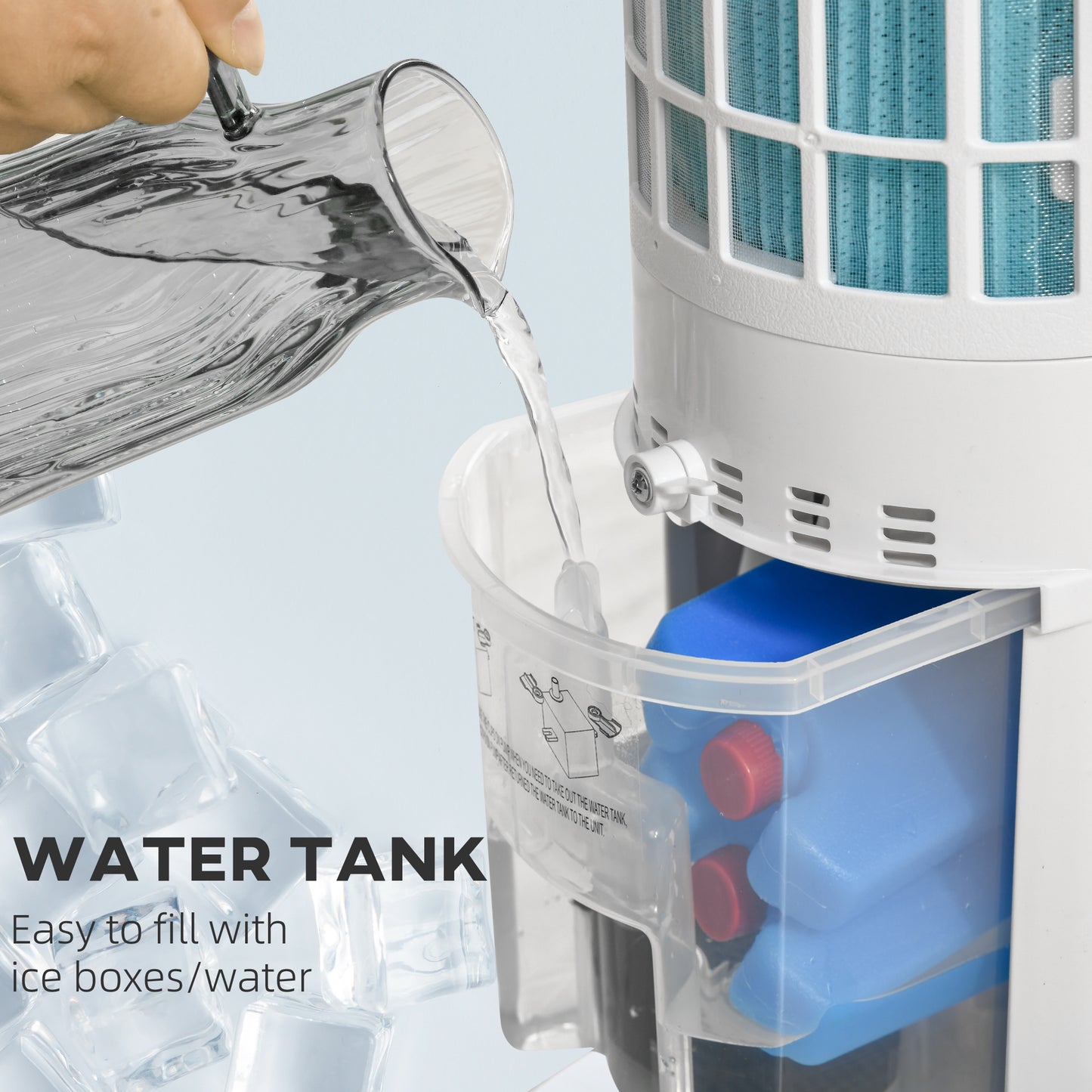 40" Evaporative Air Cooler with Water Tank, 3-In-1 Ice Cooling Fan with Humidifier, 52° Oscillating Portable Swamp Cooler