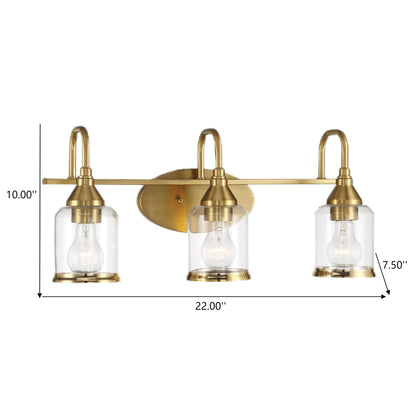 22 in. 3-Light Brushed Gold Vanity Light with Clear Glass Shades