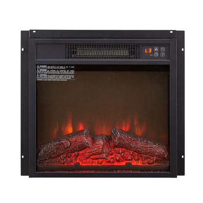 18 in. Electric Fireplace Insert 1400W Heater with Remote Control, Overheating Protection in Black