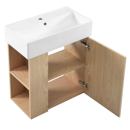 21.6 inch Modern Floating Bathroom Vanity with Ceramic Basin - Perfect for Small Bathrooms
