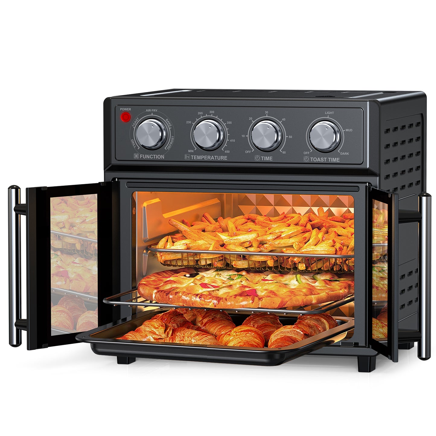 26QT Large capacity French Double-Door Air Fryer Convection Toaster Oven, 1700W, 7 Preset Menus, 7-in-1 Multi-Function for Bake